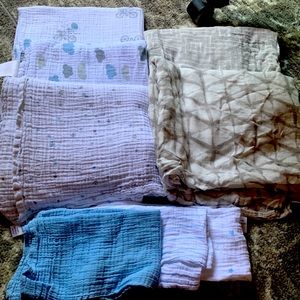 Aden + Anais swaddle blankets plus Little Me washcloth